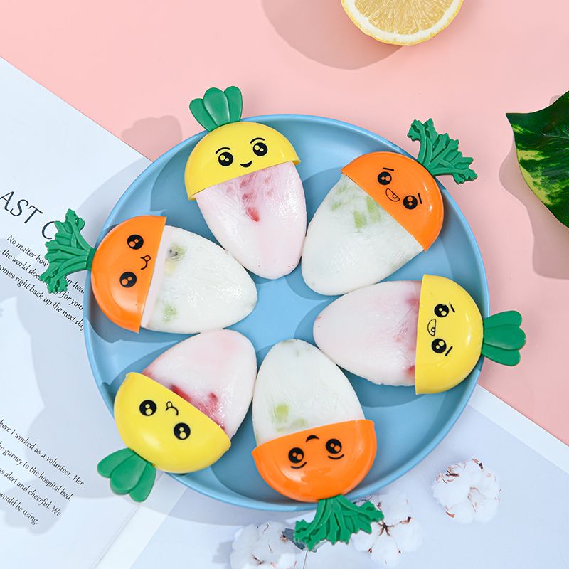 Six sets of solid color radish ice cream molds, ice molds, ice grids, and molds for making popsicles, ice cream, ice cubes, and ice lollies Specification drawing