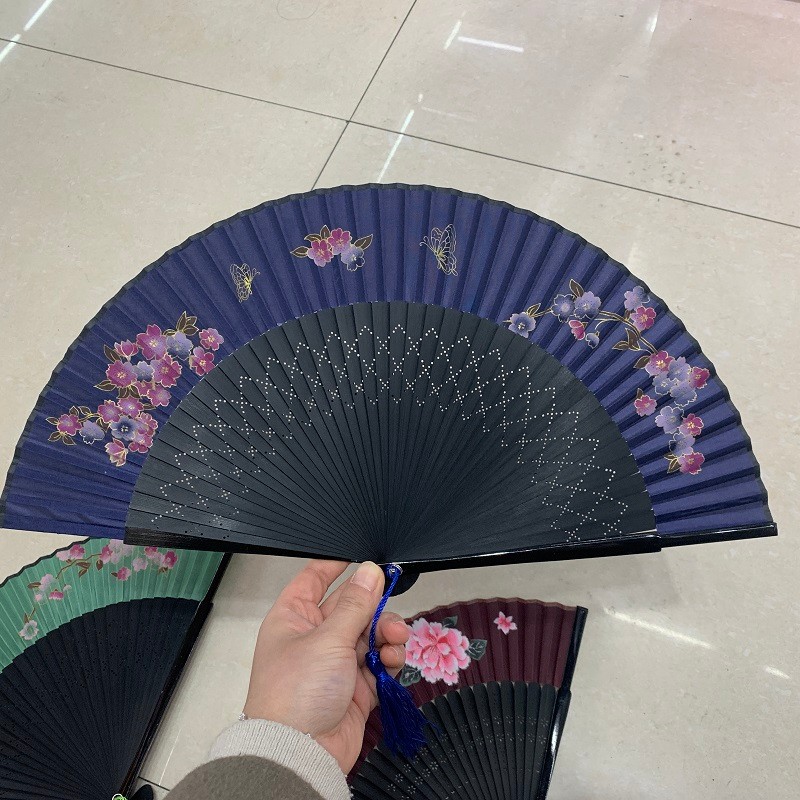 古风折扇工艺礼品扇头青日式汉服舞蹈扇子便携绢扇女扇可定制厂详情图2