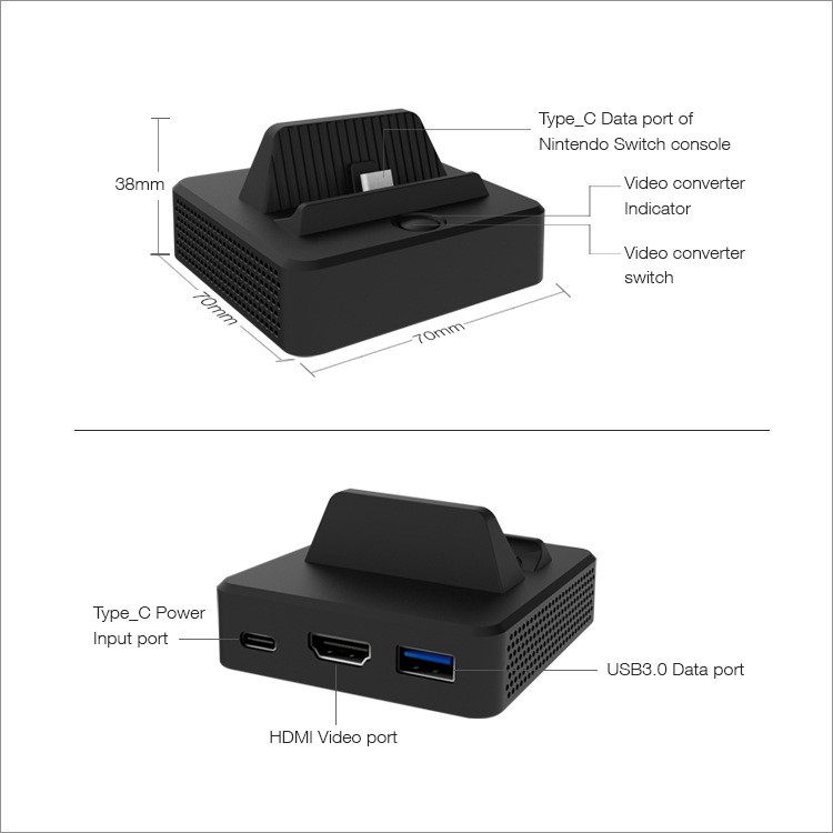 DOBE新品任天堂Switch HDMI视频转换底座switch便携TV底座转换器详情图2