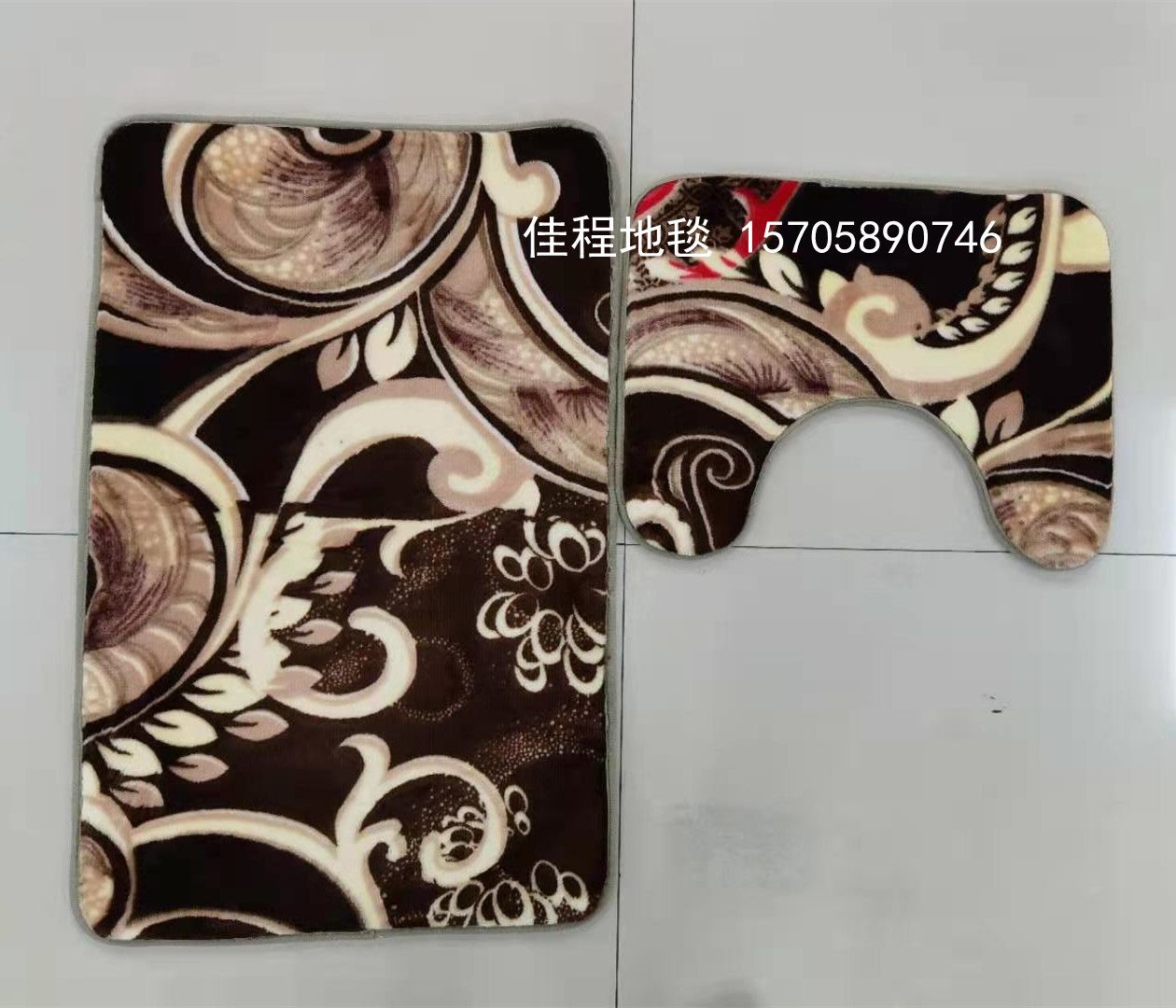 New toilet seat two-piece set, polyester toilet combination mat, point-plastic bottom toilet seat two-piece set floor mat Specification drawing