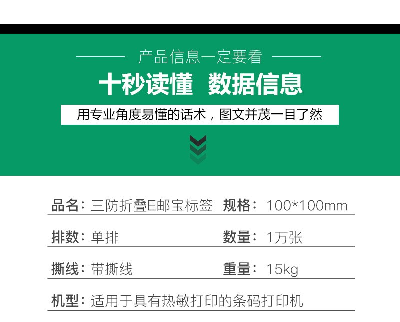 三防热敏标签纸叠式100*100跨境物流热感打印纸快递面单不干胶贴纸 快递标签详情图5