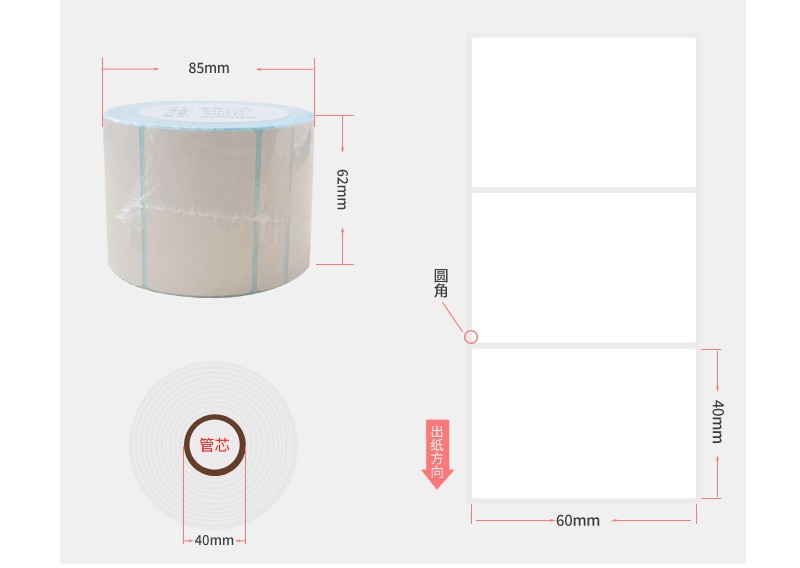 Three Anti-Thermal Paper Supermarket Custom 60*40*800 Barcode Thermal Printing Paper Storage Sticker Label Express Label Application Scenario
