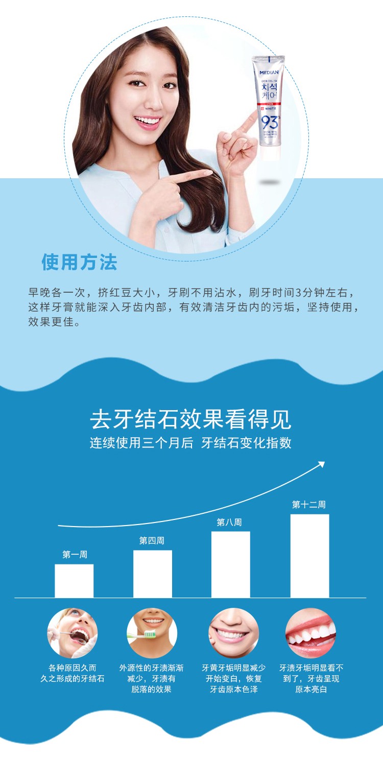 Korean original imported Median 93 toothpaste, Citrus Mint Silver, 120g detail image 4