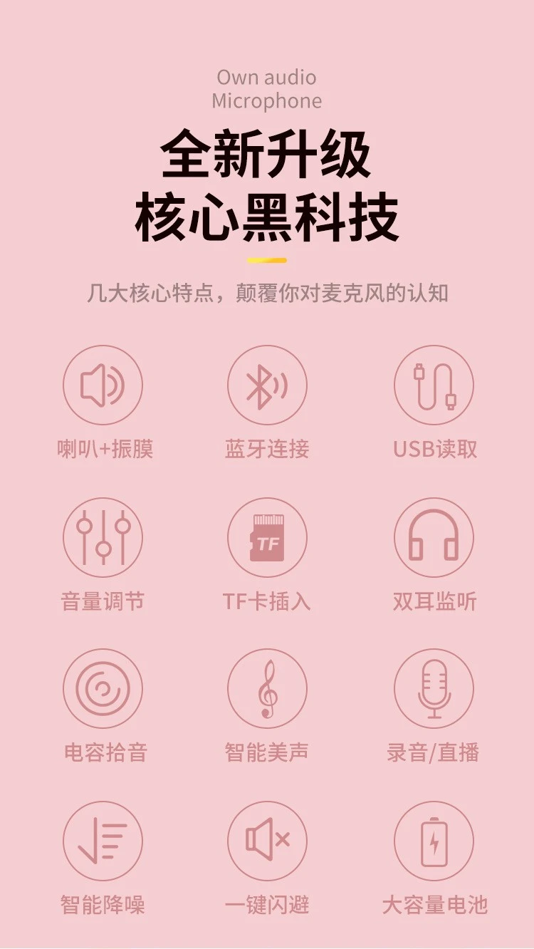 L858 Handheld microphone, speaker all-in-one microphone, mobile phone Bluetooth wireless, home singing condenser microphone detail image 2