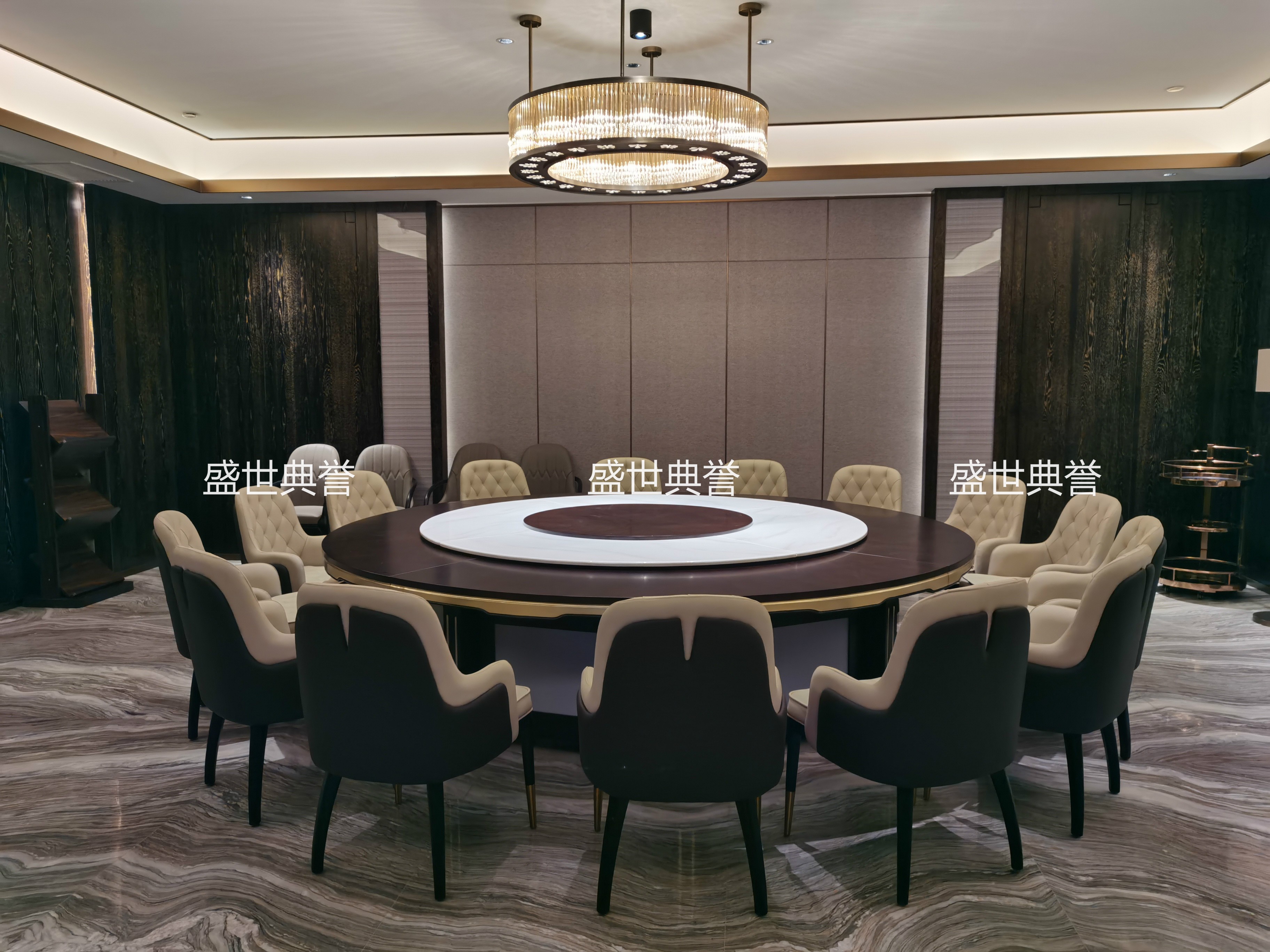 Modern light luxury solid wood electric tables and chairs for Tai 'an Hot Spring Hotel, custom-made solid wood chairs for private rooms in resort hotels, Bentley chairs detail image 10