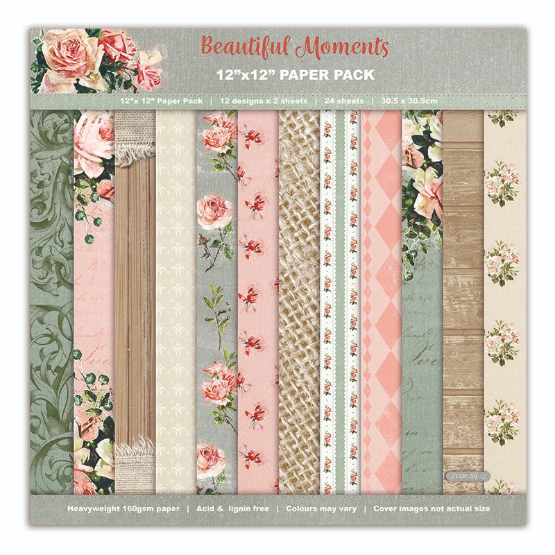 12 inch paper pack -Beautiful Moments - Planners/ Scrapbooks /Cards / Journals / Photo Album DIY decoration  (24 sheets)  ZYS201202-12 Application Scenario