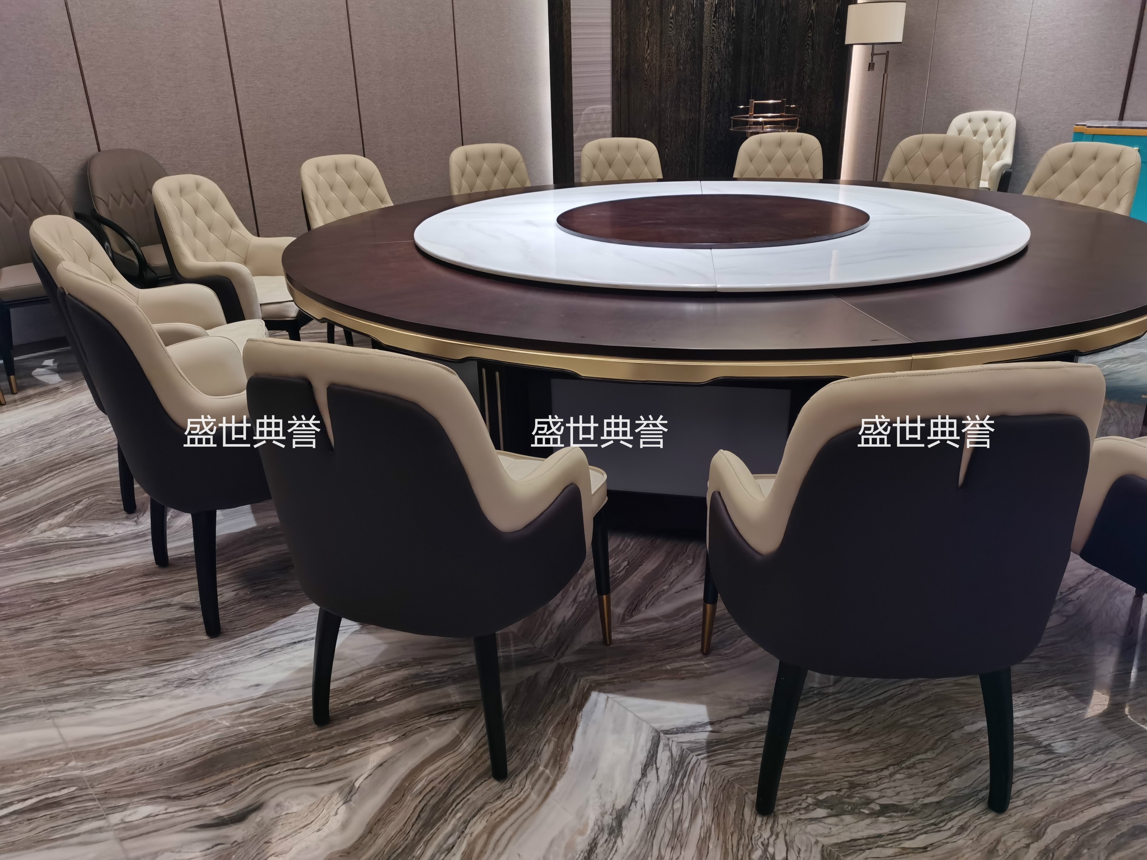 Modern light luxury solid wood electric tables and chairs for Tai 'an Hot Spring Hotel, custom-made solid wood chairs for private rooms in resort hotels, Bentley chairs detail image 3