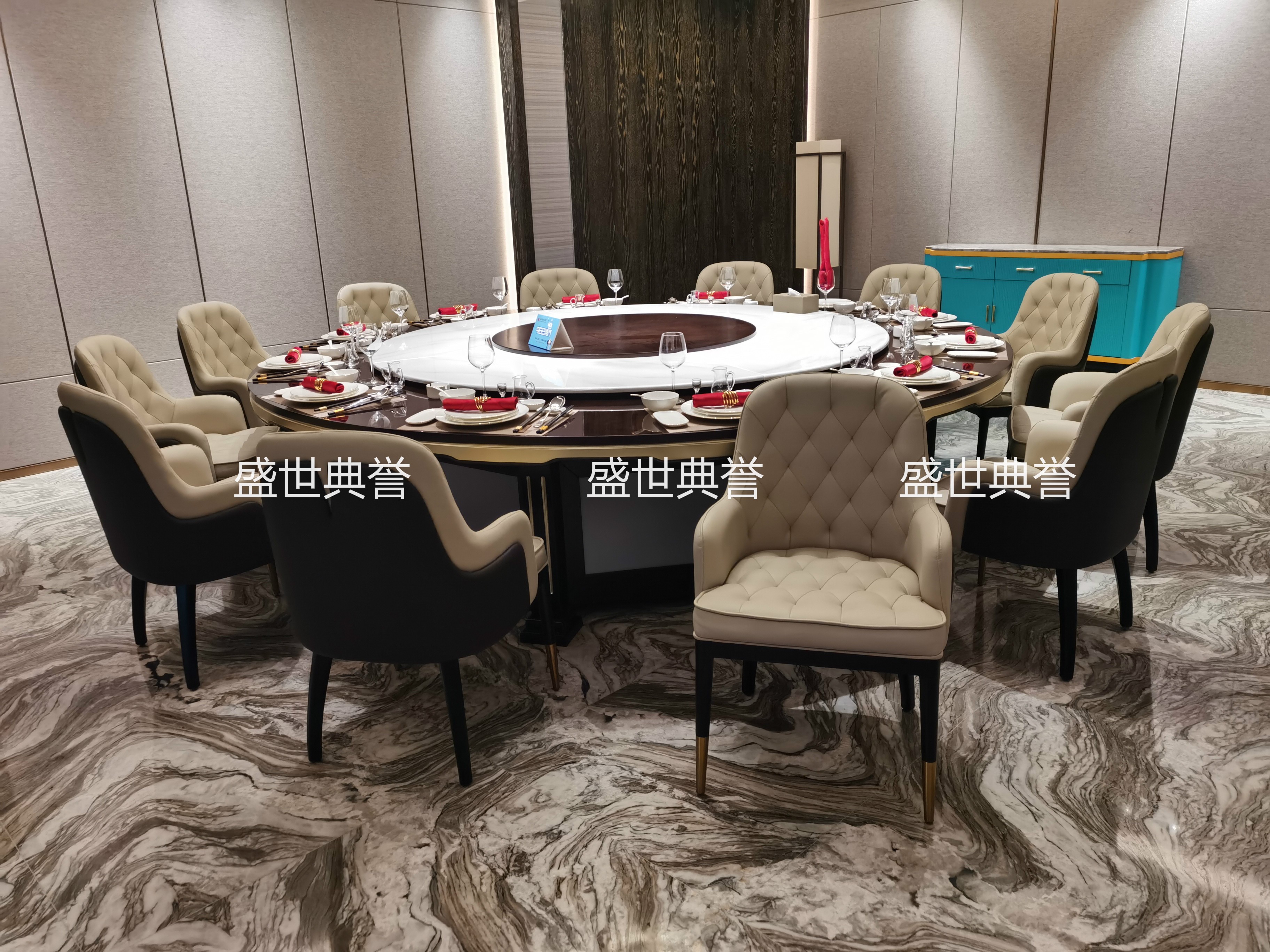 Modern light luxury solid wood electric tables and chairs for Tai 'an Hot Spring Hotel, custom-made solid wood chairs for private rooms in resort hotels, Bentley chairs detail image 16
