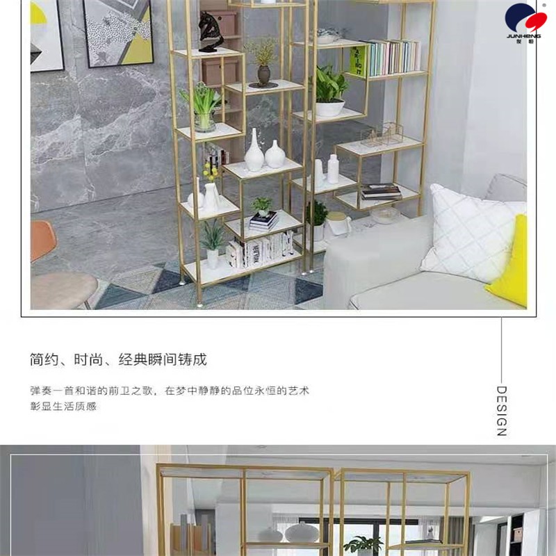 Nordic partition storage rack, living room entrance storage rack, ironwork multi-layer display rack, office floor desk detail image 3