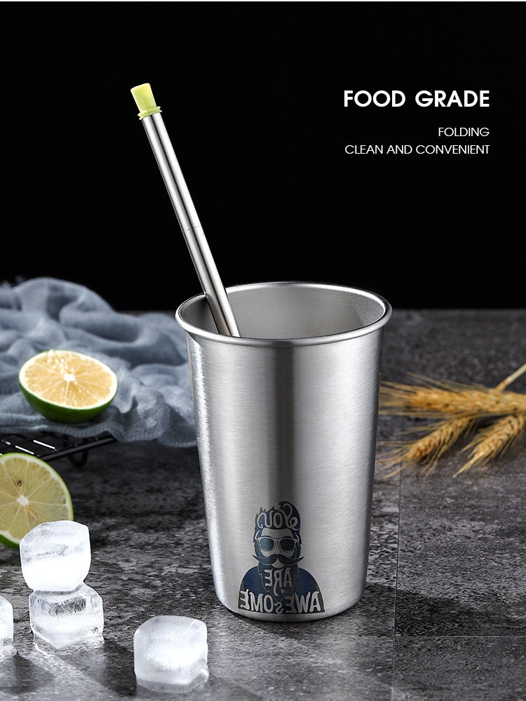 Portable folding creative stainless steel straw, reusable food-grade silicone straw, custom LOGO-28, soft material, high toughness, not easy to damage, bidirectional drinking port for convenient drinking detail image 11