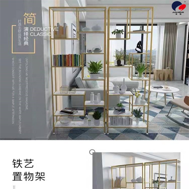 Nordic partition storage rack, living room entrance storage rack, ironwork multi-layer display rack, office floor desk detail image 1