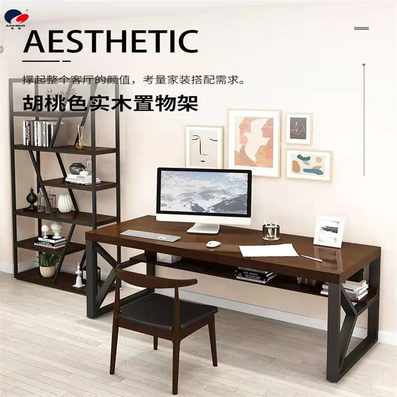 American-style office ironwork partition shelves, floor-standing UC multi-layer loft dining room entrance screen, bookshelf display rack detail image 1