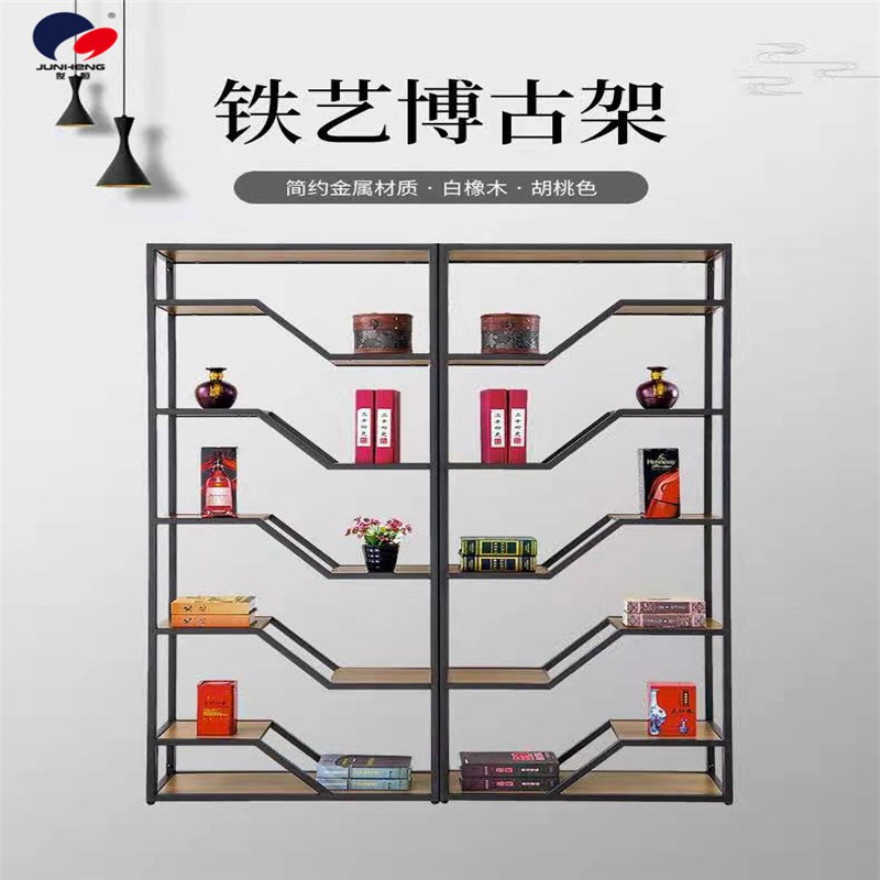 现代简约铁艺博古架办公室客厅地置物架隔断多宝阁茶架展示架详情4