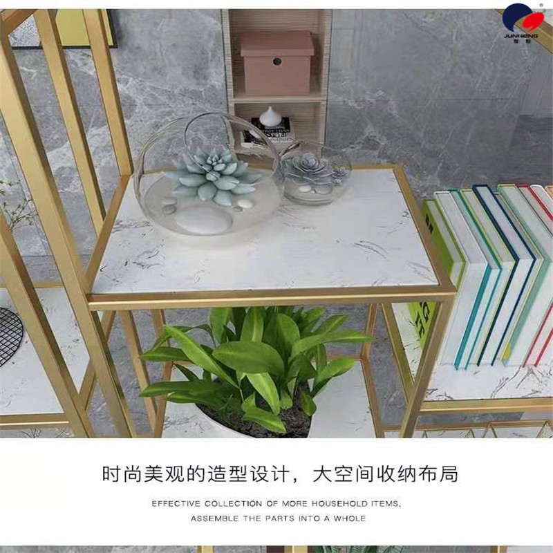 Nordic partition storage rack, living room entrance storage rack, ironwork multi-layer display rack, office floor desk detail image 10