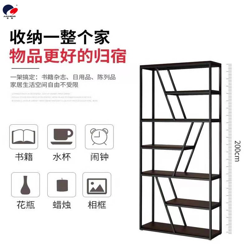 American-style office ironwork partition shelves, floor-standing UC multi-layer loft dining room entrance screen, bookshelf display rack detail image 2