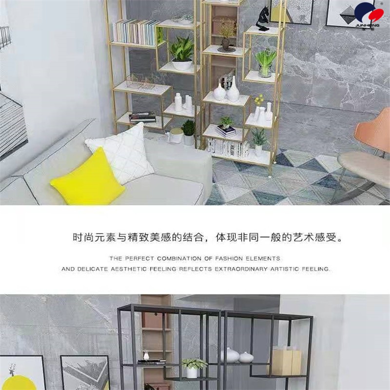 Nordic partition storage rack, living room entrance storage rack, ironwork multi-layer display rack, office floor desk detail image 5
