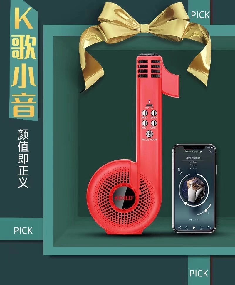 The new SD106-shaped microphone and speaker integrated karaoke microphone is a bestseller for family karaoke microphones and mini microphones for all detail image 2