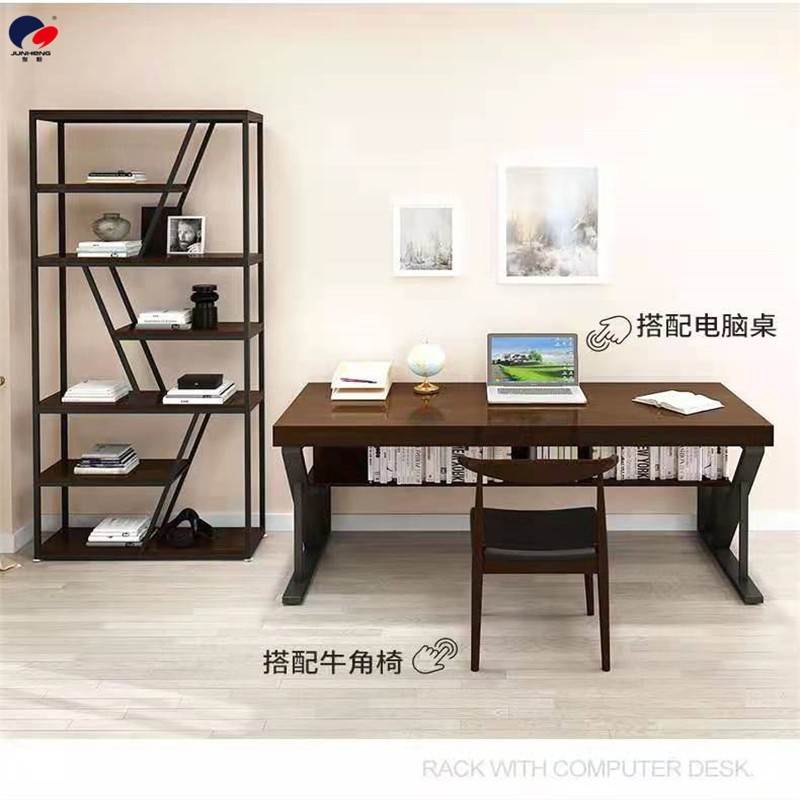 American-style office ironwork partition shelves, floor-standing UC multi-layer loft dining room entrance screen, bookshelf display rack detail image 4
