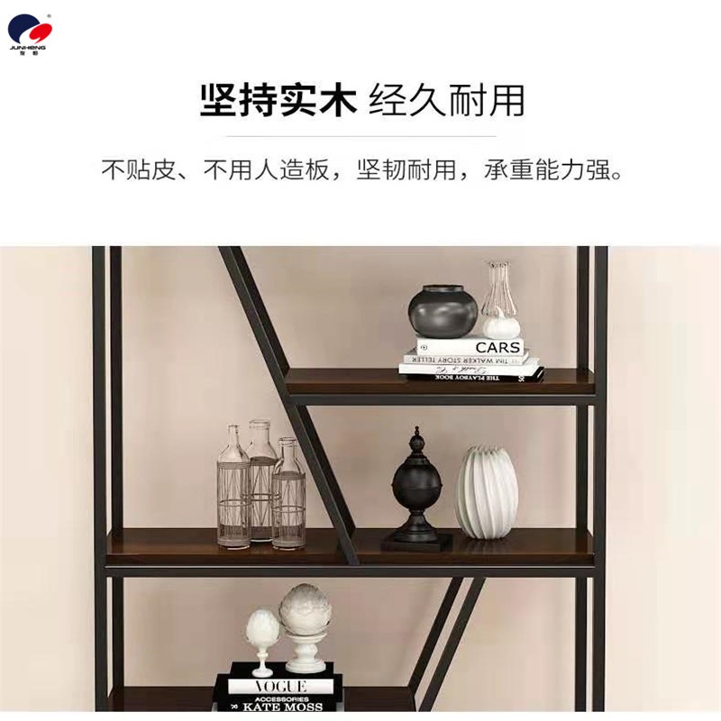 American-style office ironwork partition shelves, floor-standing UC multi-layer loft dining room entrance screen, bookshelf display rack detail image 6