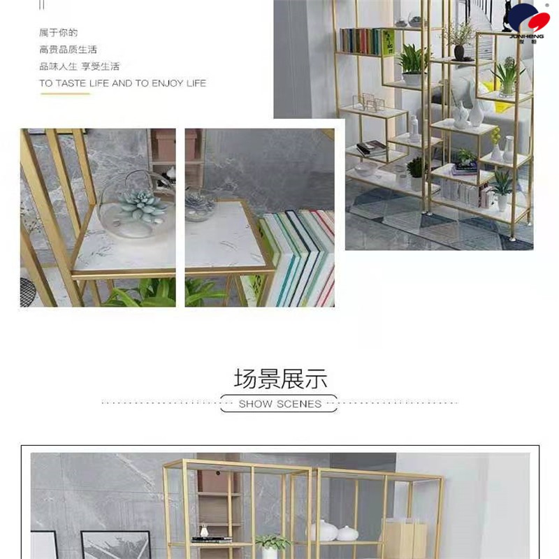 Nordic partition storage rack, living room entrance storage rack, ironwork multi-layer display rack, office floor desk detail image 2