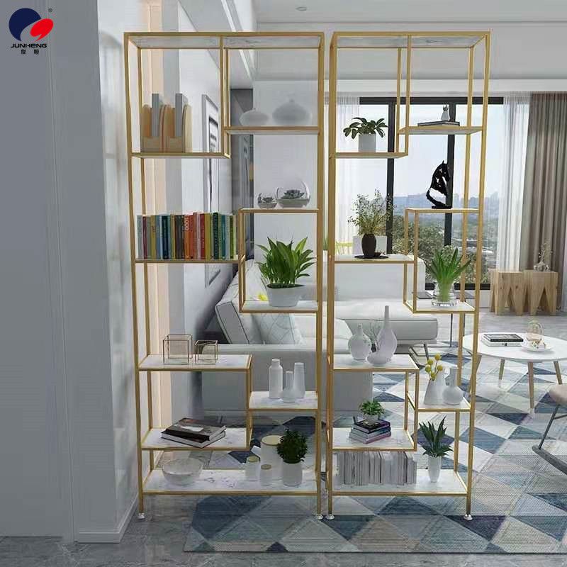 Nordic partition storage rack, living room entrance storage rack, ironwork multi-layer display rack, office floor desk Specification image