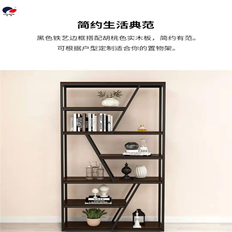 American-style office ironwork partition shelves, floor-standing UC multi-layer loft dining room entrance screen, bookshelf display rack detail image 12