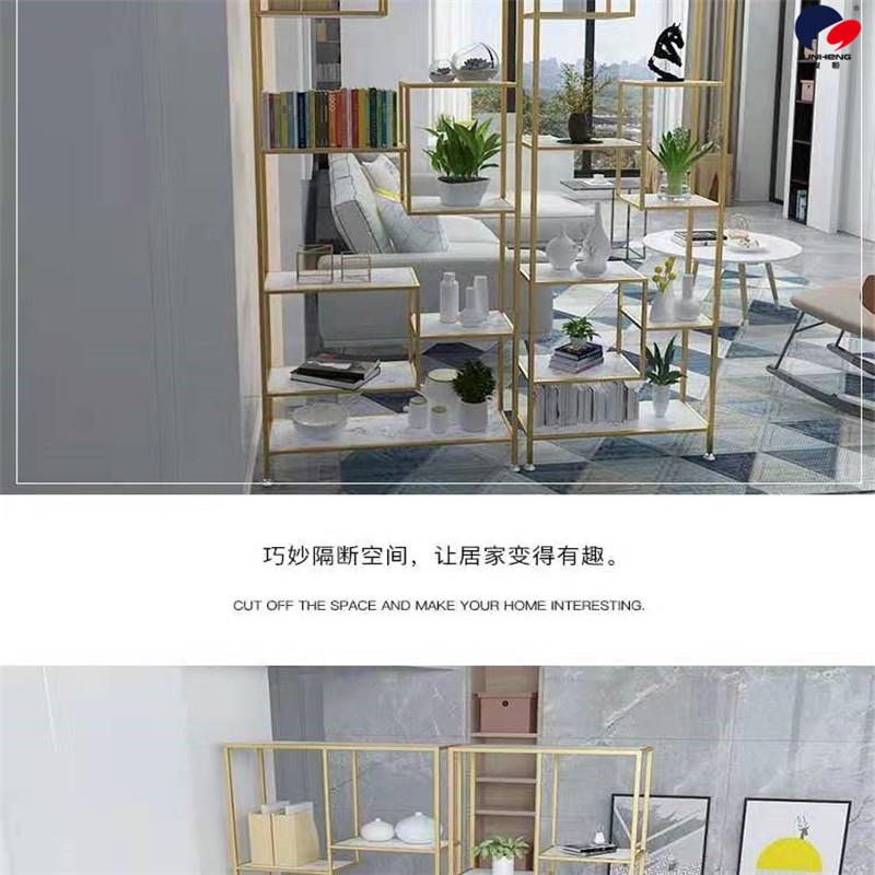 Nordic partition storage rack, living room entrance storage rack, ironwork multi-layer display rack, office floor desk detail image 4