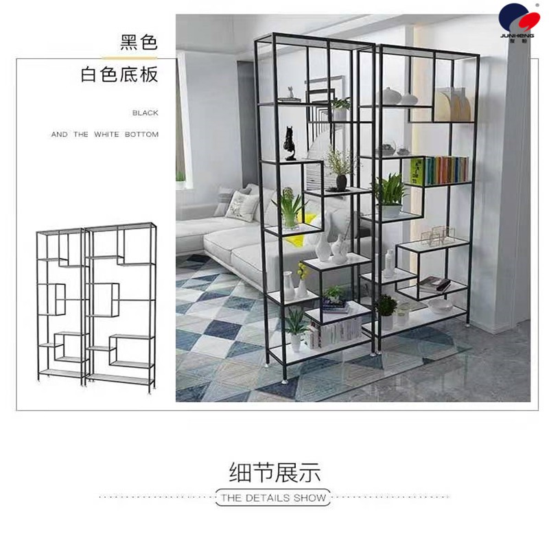 Nordic partition storage rack, living room entrance storage rack, ironwork multi-layer display rack, office floor desk detail image 9