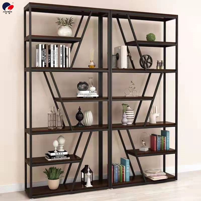 American-style office ironwork partition shelves, floor-standing UC multi-layer loft dining room entrance screen, bookshelf display rack details Picture