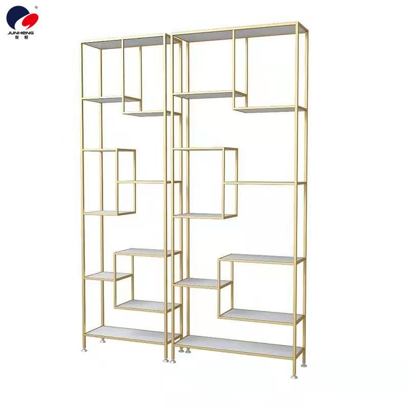 Nordic partition storage rack, living room entrance storage rack, ironwork multi-layer display rack, office floor desk Item Picture