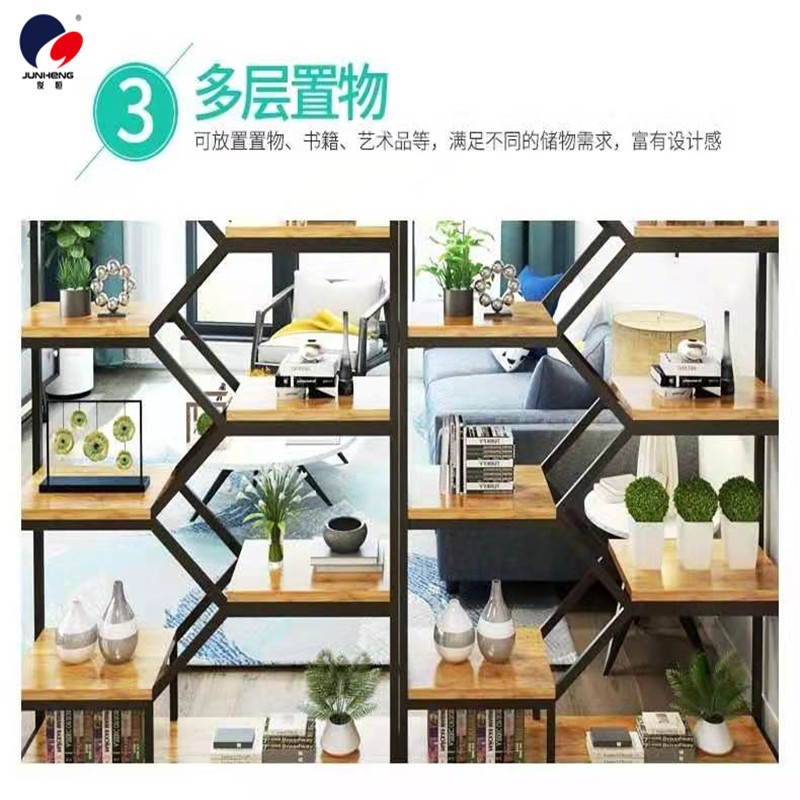 Ironwork partition bookshelves, floor-standing living room screens, decorative racks, flower stands, office foyer storage racks, display racks, and shelves detail image 5