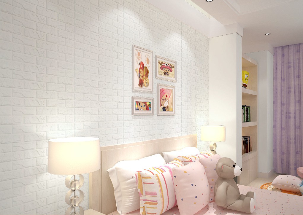 3d stereoscopic wall stickers anti-collision foam wood grain board wall decoration stickers detail image 1