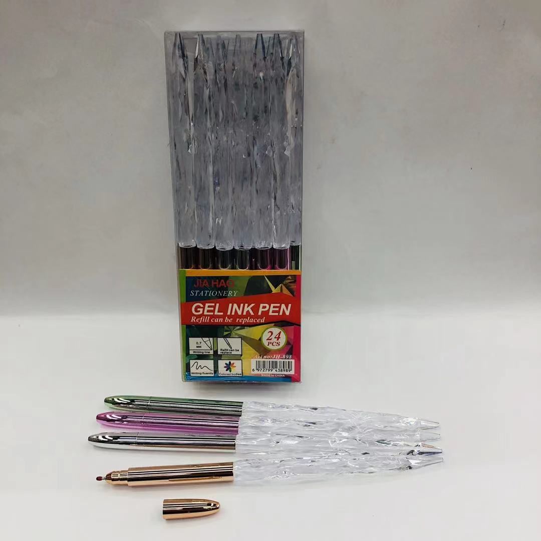 Creative electroplated crystal ballpoint pen in PVC box packaging JIAHAO Medium Oil Pen JH-898