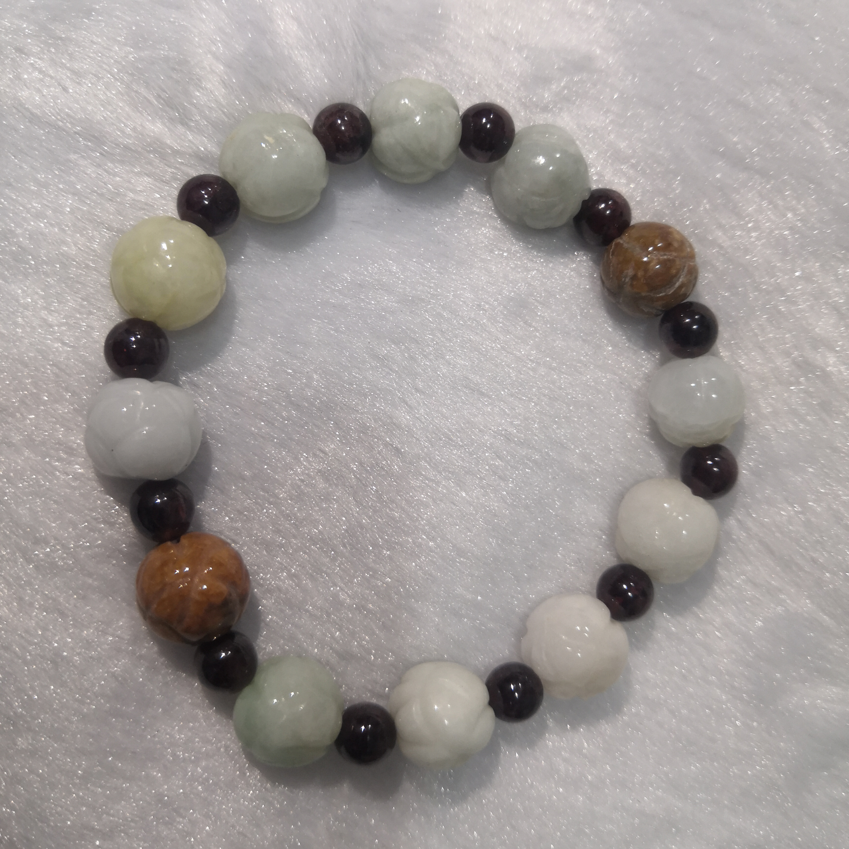 天然翡翠黄翡酒红石榴石大珠小珠雕刻手链手串首饰本命年礼物