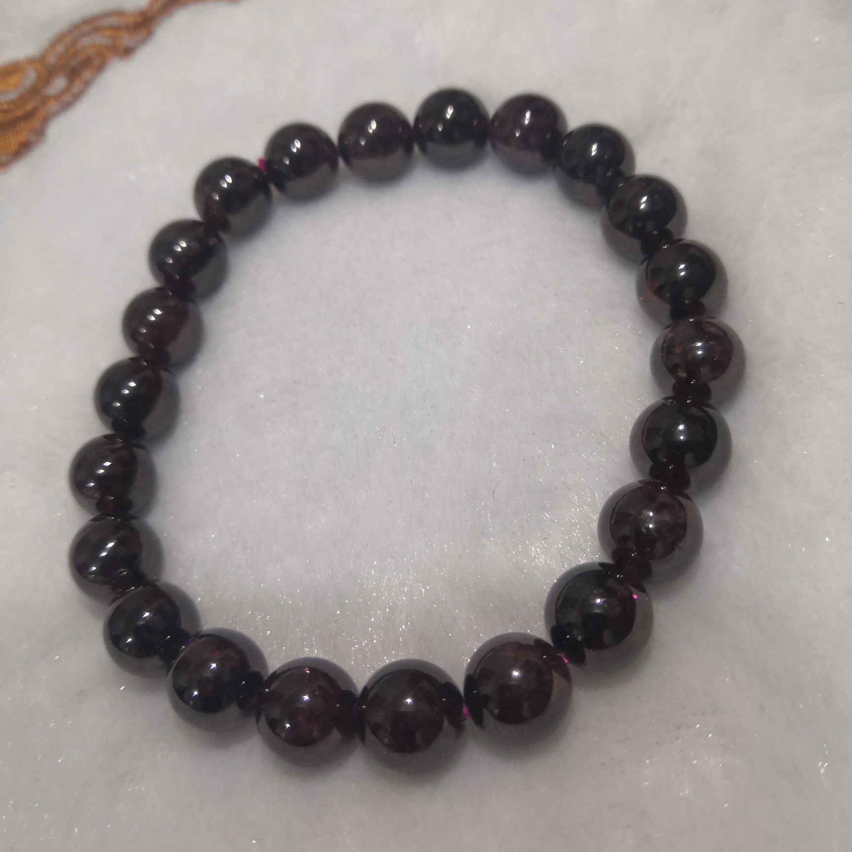 天然收藏级酒红石榴石手链手串女单圈天然正品水晶手串首饰本命年礼物