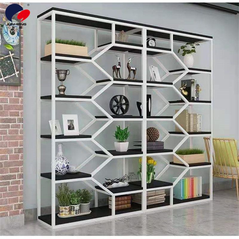 Ironwork partition bookshelves, floor-standing living room screens, decorative racks, flower stands, office foyer storage racks, display racks, and shelves Application Scenario