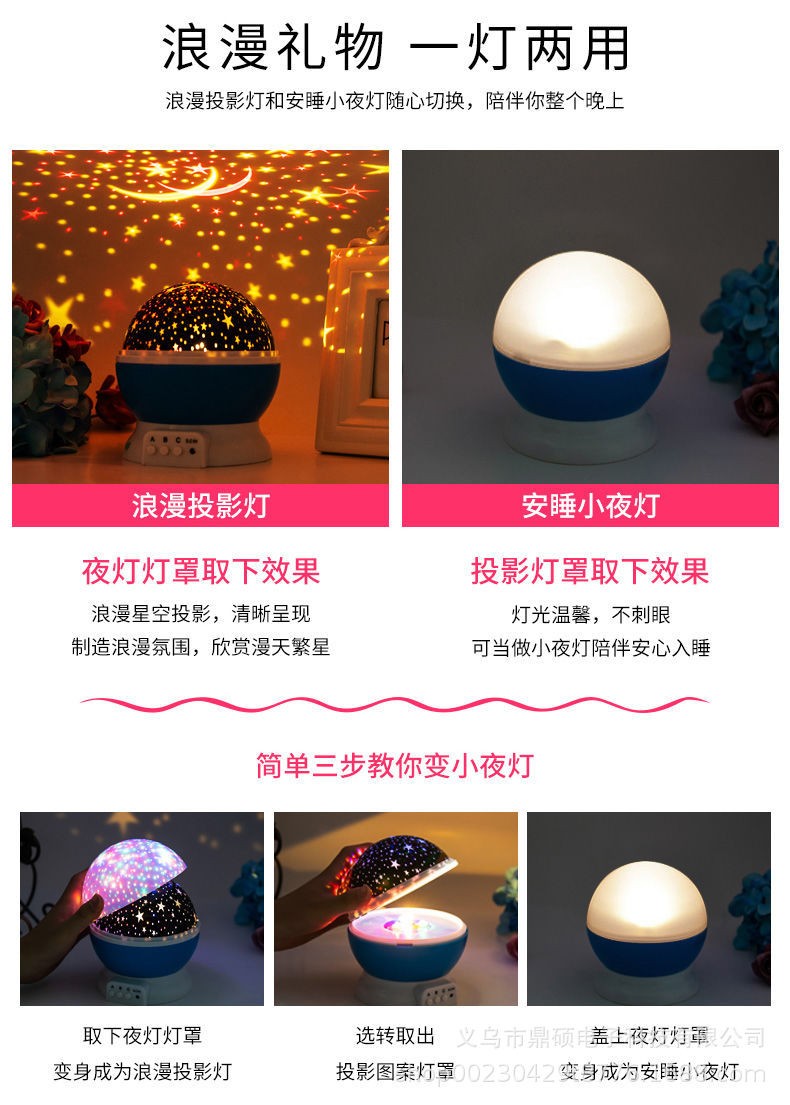 led starry sky light, dreamy rotating romantic starlight projection light detail image 1