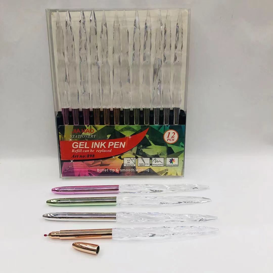 Creative electroplated crystal ballpoint pen in PVC box packaging JIAHAO Medium Oil Pen JH-898 details Picture