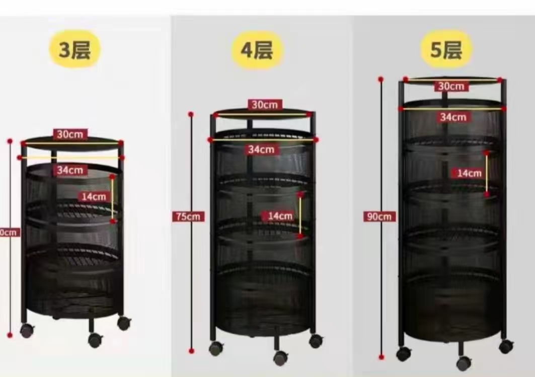 Rotating vegetable plant rack, circular vegetable basket, cylindrical storage rack, multi-layer vegetable placement rack, floor-standing circular rack detail image 7