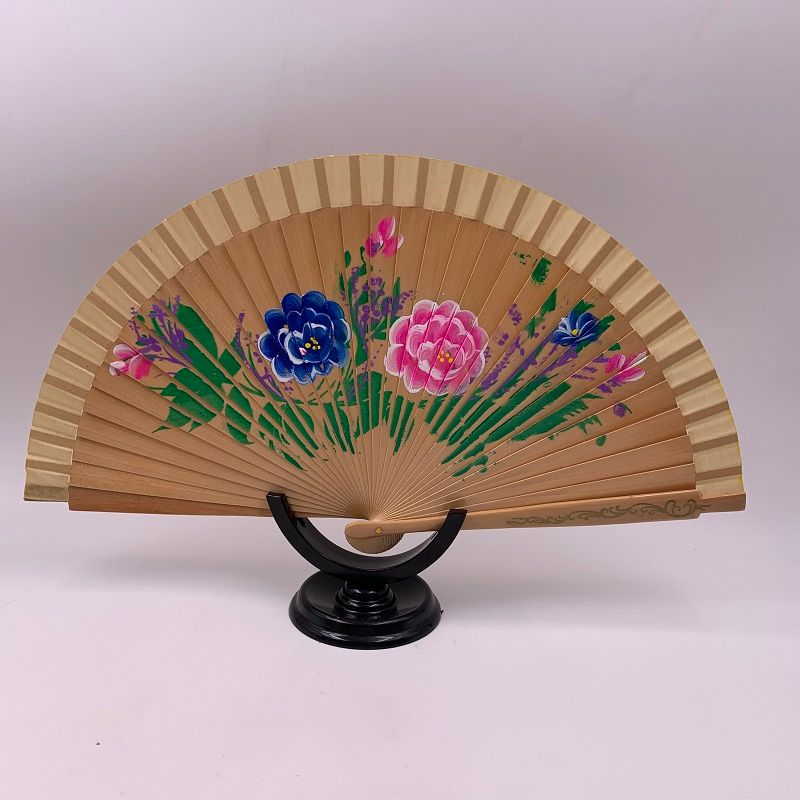 红色跳舞扇子旗袍走秀网红扇表演结婚庆红扇好开合双面画花木扇甩扇产品图