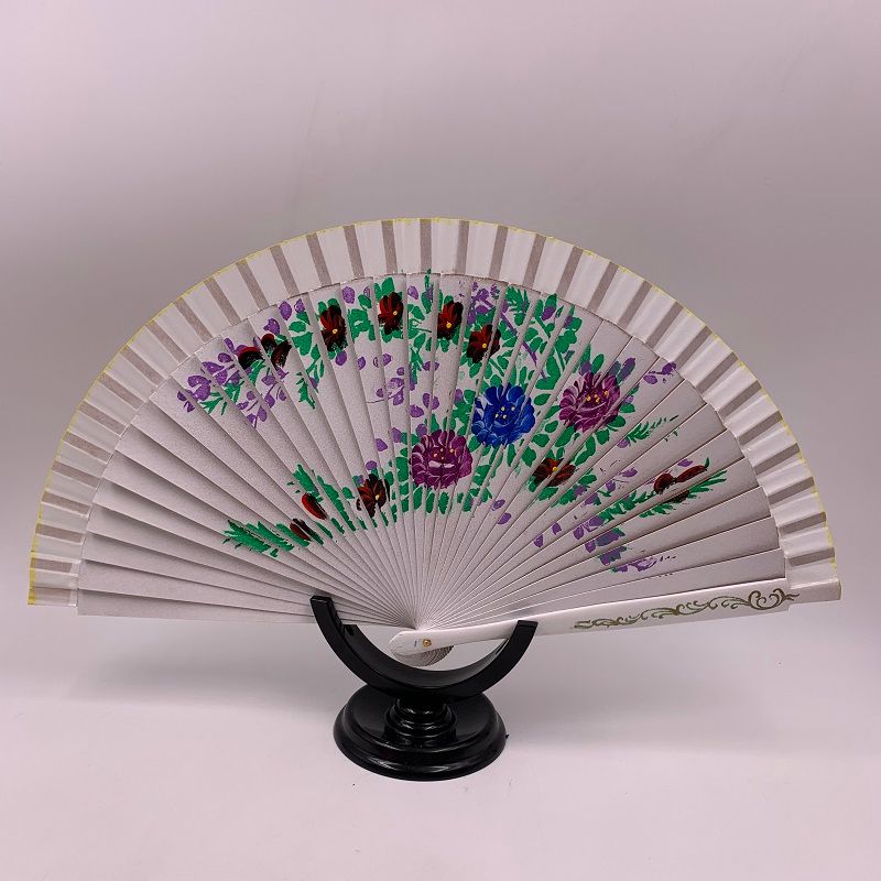 红色跳舞扇子旗袍走秀网红扇表演结婚庆红扇好开合双面画花木扇甩扇白底实物图