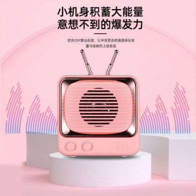 新款DW02复古蓝牙音箱 便携式创意礼品手机无线迷你小音响白底实物图