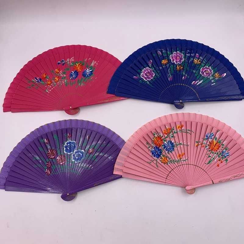 红色跳舞扇子旗袍走秀网红扇表演结婚庆红扇好开合双面画花木扇甩扇详情图3