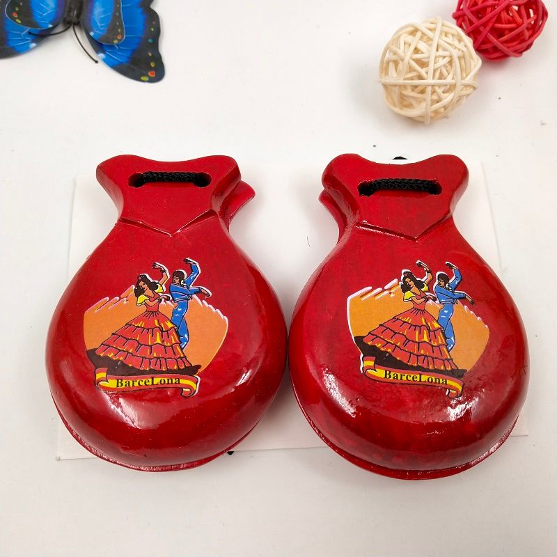 西班牙跳舞斗牛木质响板厂响拍家直销定制广告扇手工画扇批发