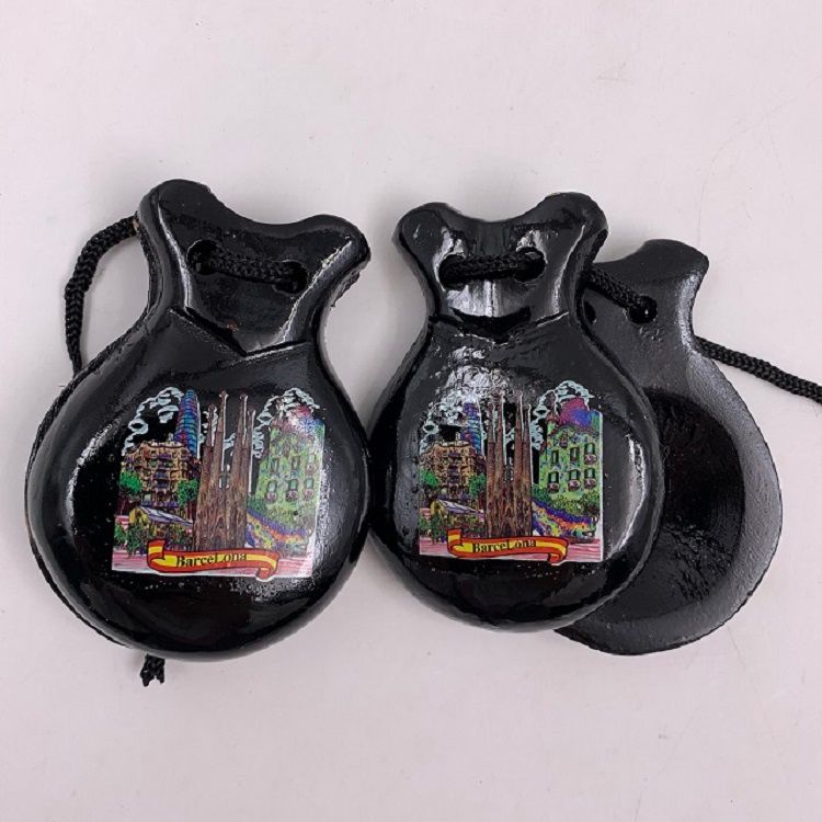 Spanish dance Barcelona wooden castanboard factory Xiangpaijia Direct sales, custom advertising fans, hand-painted fans wholesale Specification image