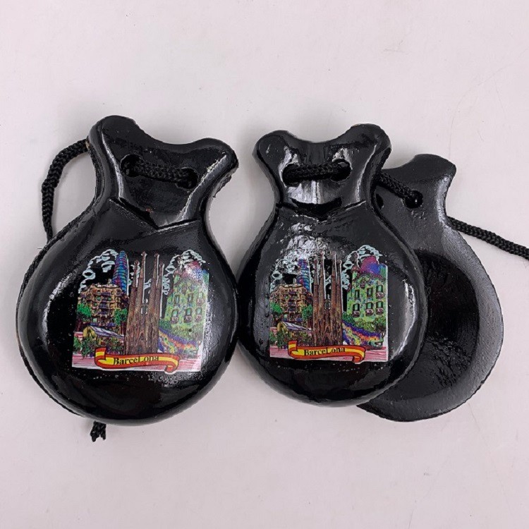 Spanish dance Barcelona wooden castanboard factory Xiangpaijia Direct sales, custom advertising fans, hand-painted fans wholesale detail image 3