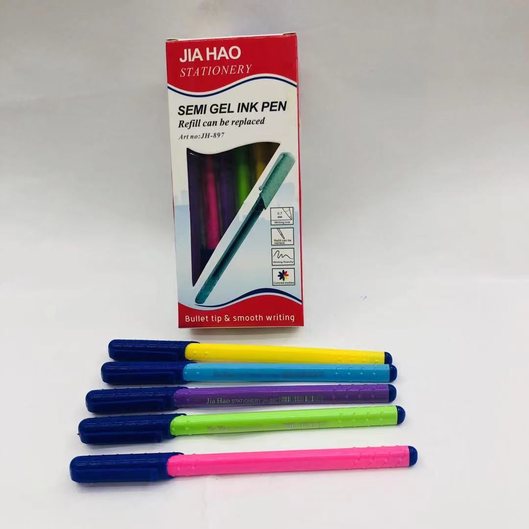 Macaron color series triangular pen barrel ballpoint pen Oil pen Rainbow transparent pen barrel Ballpoint pen JH-897 Specification image