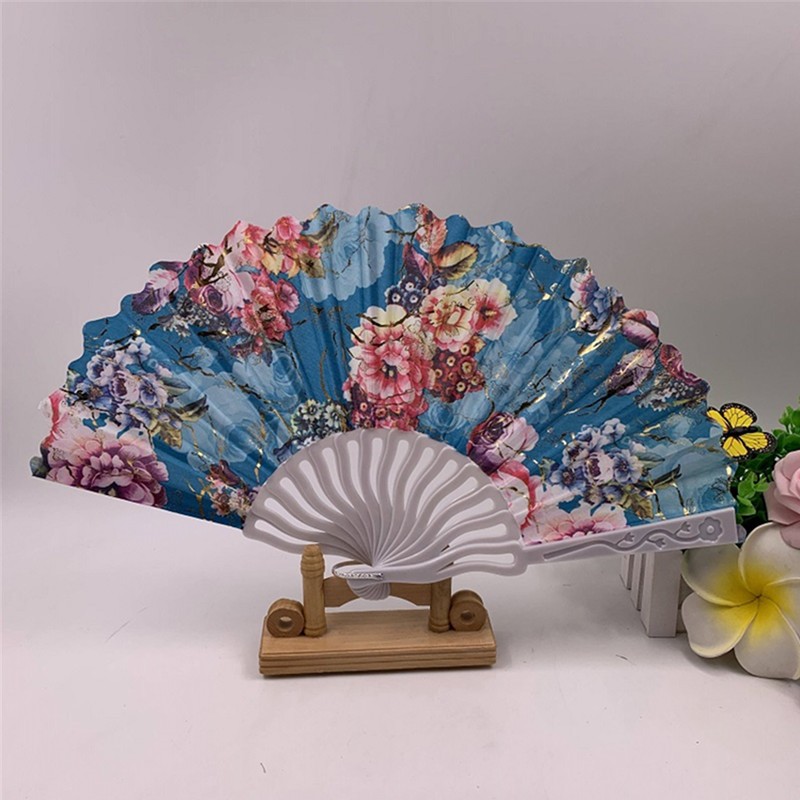 中国风扇子塑料折扇*定制广告扇子*金粉花边扇玫瑰扇工艺扇批发详情图6