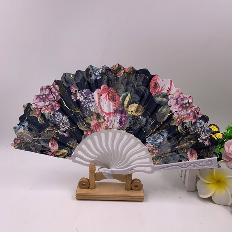 中国风扇子塑料折扇*定制广告扇子*金粉花边扇玫瑰扇工艺扇批发详情图3