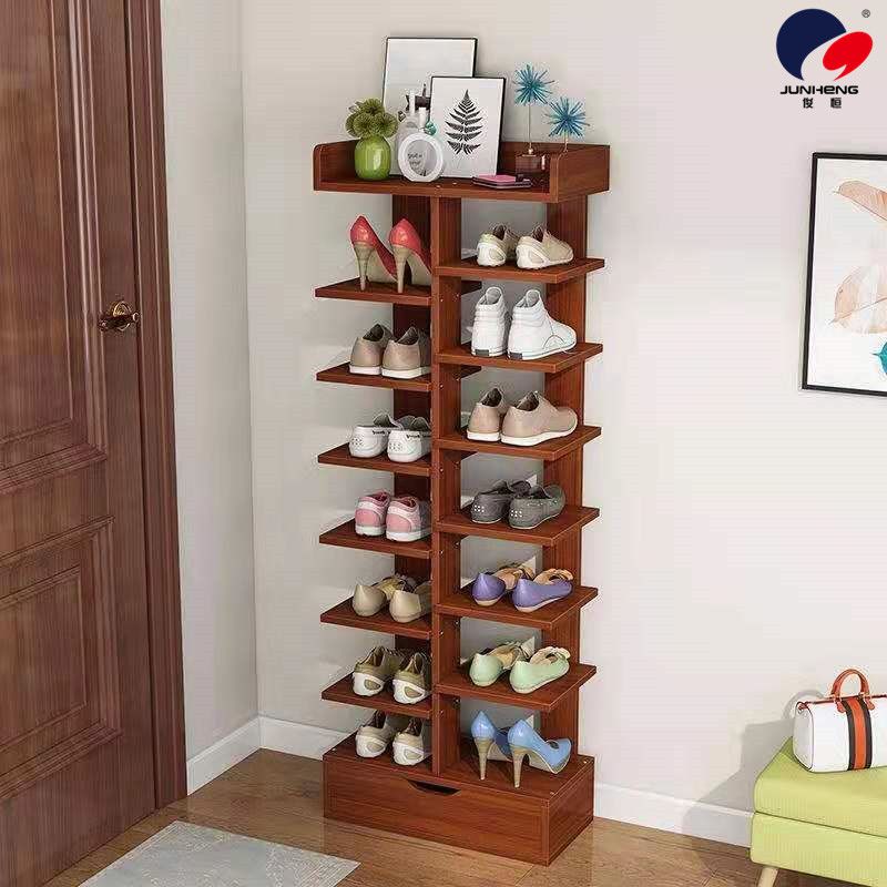 Shoe rack Multi-layer household economical space saving simulation wooden shoe rack simple door small shoe rack dormitory storage rack Application Scenario